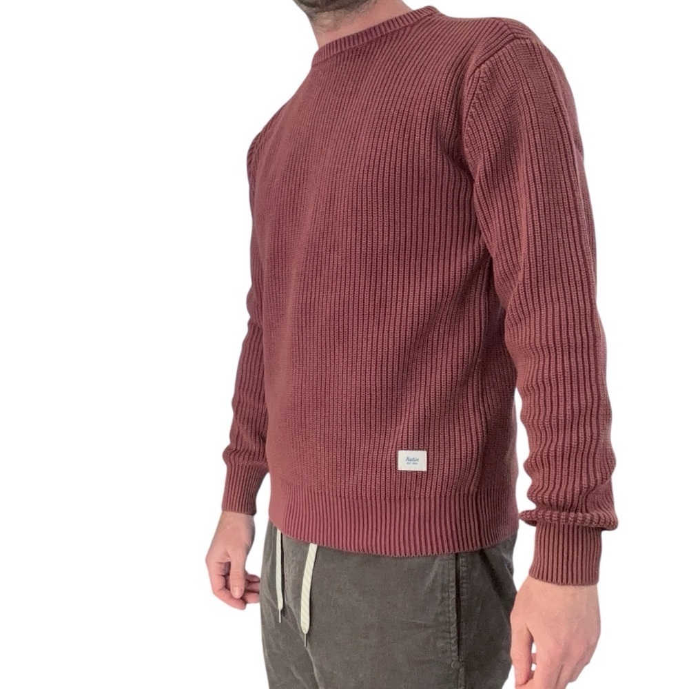 Katin Swell Ribbed Knit Crewneck Sweater Men’s Size Small Maroon Red New